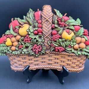 Homco~Home Interior Fruit Basket 7533A Wall Hanging Plastic ~1978~USA